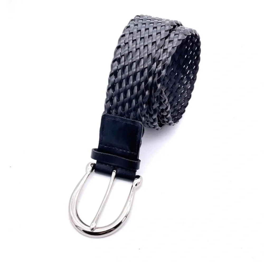 Michael Kors Black Woven Wide Leather Belt Small